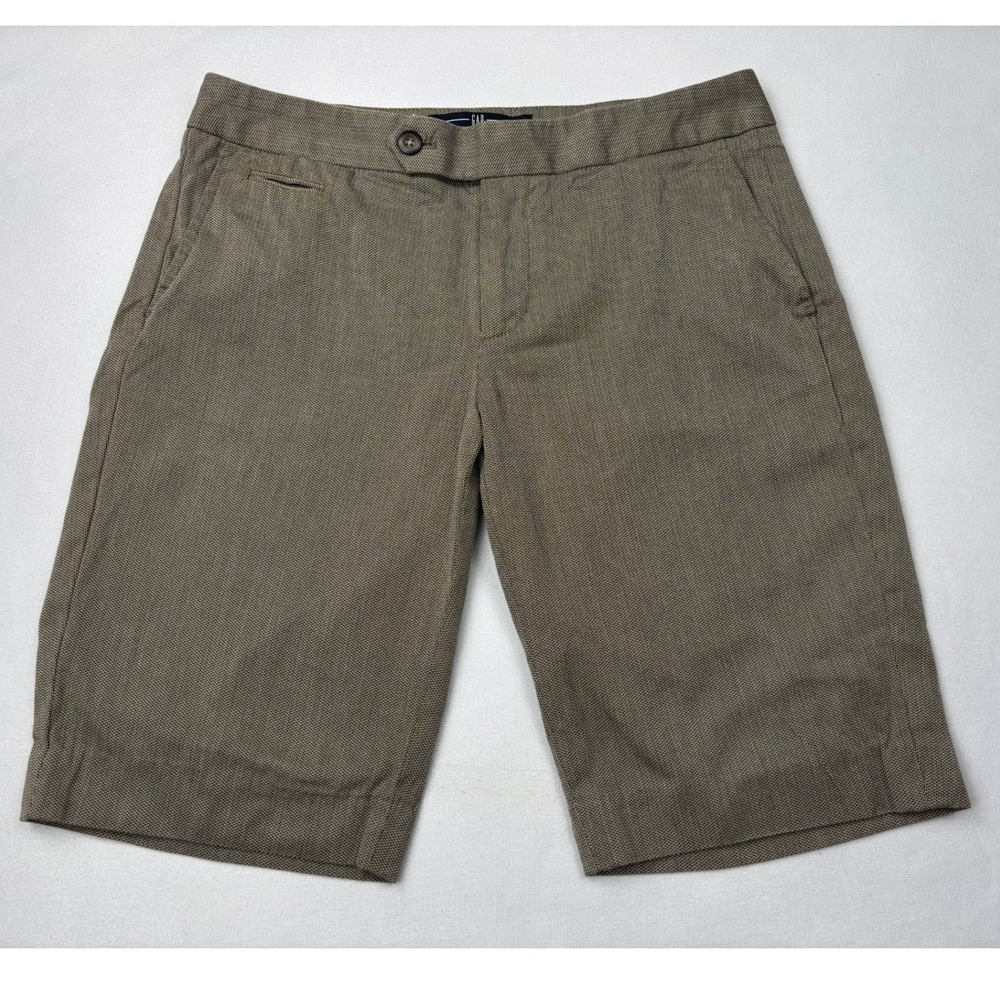 Gap Tailored Straight Shorts Womens Size 2 Brown Tan Textured Cotton Dress Short
